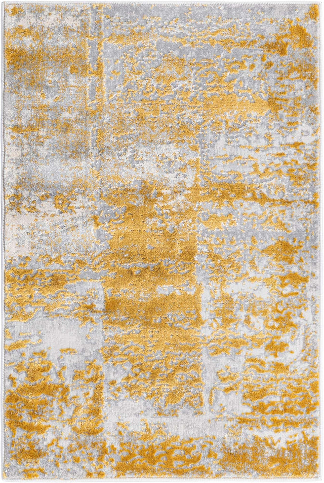 Yellow 2' x 3' Finsbury Rectangle Area Rug 60% Polypropylene & 40% Polyester Contemporary Carpet for Living Rooms, Dining, Offices for Sale at Rug Engine