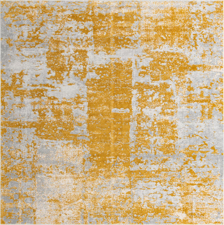 Yellow 7' 10 x 7' 10 Finsbury Square Area Rug 60% Polypropylene & 40% Polyester Contemporary Carpet for Living Rooms, Dining, Offices for Sale at Rug Engine