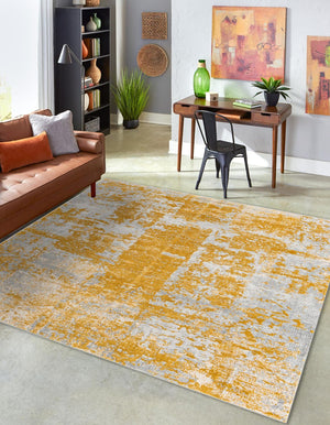 Yellow 7' 10 x 7' 10 Finsbury Square Area Rug 60% Polypropylene & 40% Polyester Contemporary Carpet for Living Rooms, Dining, Offices for Sale at Rug Engine