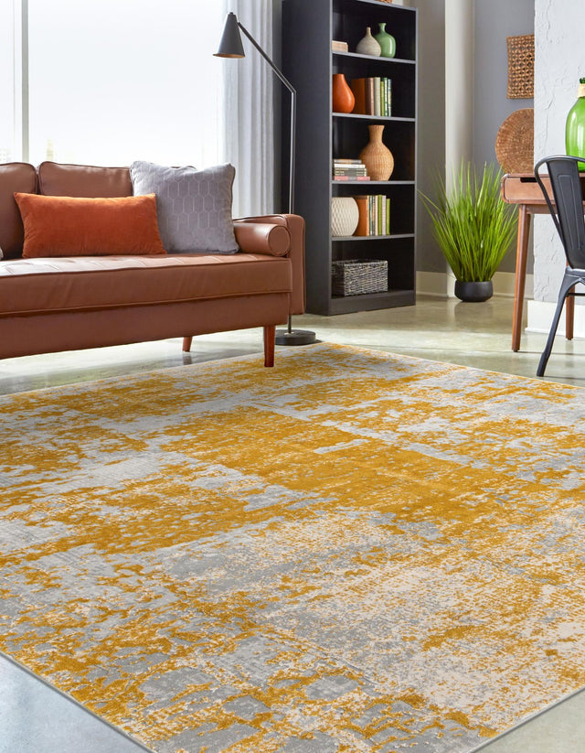 Yellow 7' 10 x 7' 10 Finsbury Square Area Rug 60% Polypropylene & 40% Polyester Contemporary Carpet for Living Rooms, Dining, Offices for Sale at Rug Engine
