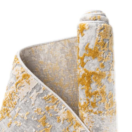 Yellow 7' 10 x 10' Finsbury Oval Area Rug 60% Polypropylene & 40% Polyester Contemporary Carpet for Living Rooms, Dining, Offices for Sale at Rug Engine
