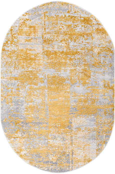 Yellow 5' 3 x 8' Finsbury Oval Area Rug 60% Polypropylene & 40% Polyester Contemporary Carpet for Living Rooms, Dining, Offices for Sale at Rug Engine