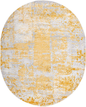Yellow 7' 10 x 10' Finsbury Oval Area Rug 60% Polypropylene & 40% Polyester Contemporary Carpet for Living Rooms, Dining, Offices for Sale at Rug Engine