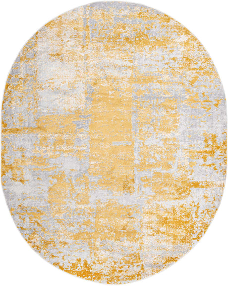 Yellow 7' 10 x 10' Finsbury Oval Area Rug 60% Polypropylene & 40% Polyester Contemporary Carpet for Living Rooms, Dining, Offices for Sale at Rug Engine