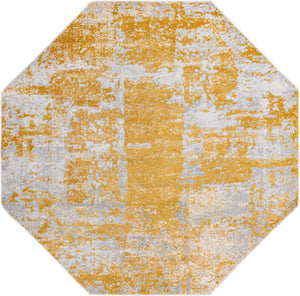 Yellow 7' 10 x 7' 10 Finsbury Octagon Area Rug 60% Polypropylene & 40% Polyester Contemporary Carpet for Living Rooms, Dining, Offices for Sale at Rug Engine
