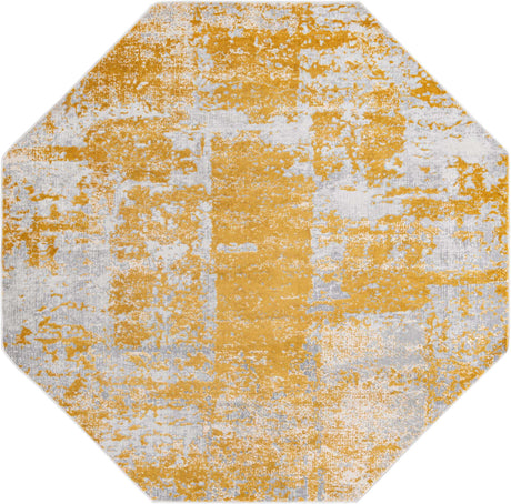 Yellow 7' 10 x 7' 10 Finsbury Octagon Area Rug 60% Polypropylene & 40% Polyester Contemporary Carpet for Living Rooms, Dining, Offices for Sale at Rug Engine