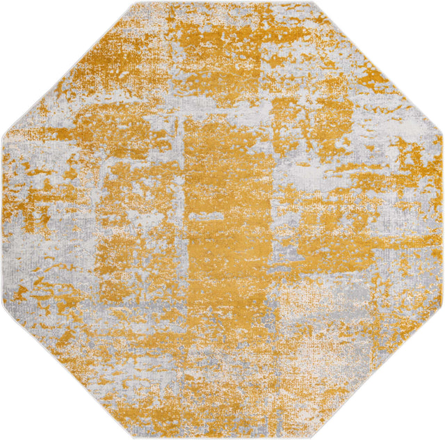 Yellow 7' 10 x 7' 10 Finsbury Octagon Area Rug 60% Polypropylene & 40% Polyester Contemporary Carpet for Living Rooms, Dining, Offices for Sale at Rug Engine