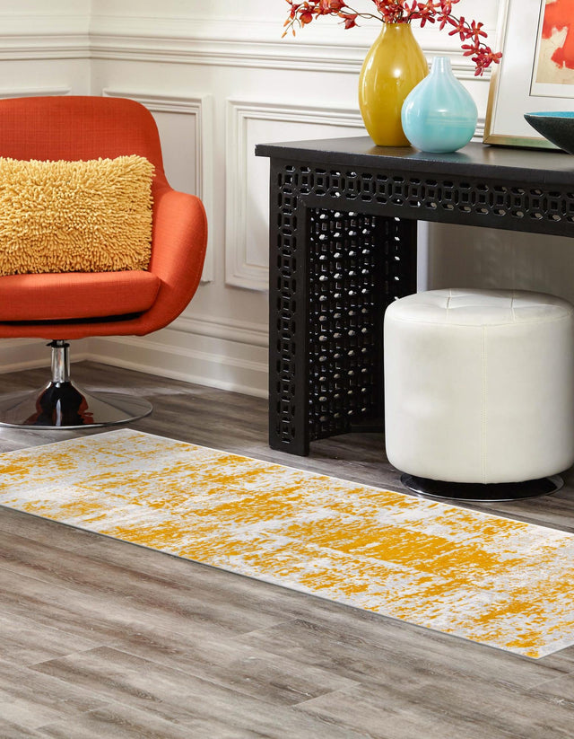 Yellow 2' x 8' Finsbury Runner Area Rug 60% Polypropylene & 40% Polyester Contemporary Carpet for Living Rooms, Dining, Offices for Sale at Rug Engine