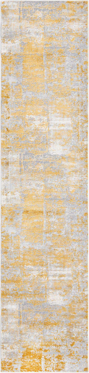 Yellow 2' 7 x 12' Finsbury Runner Area Rug 60% Polypropylene & 40% Polyester Contemporary Carpet for Living Rooms, Dining, Offices for Sale at Rug Engine