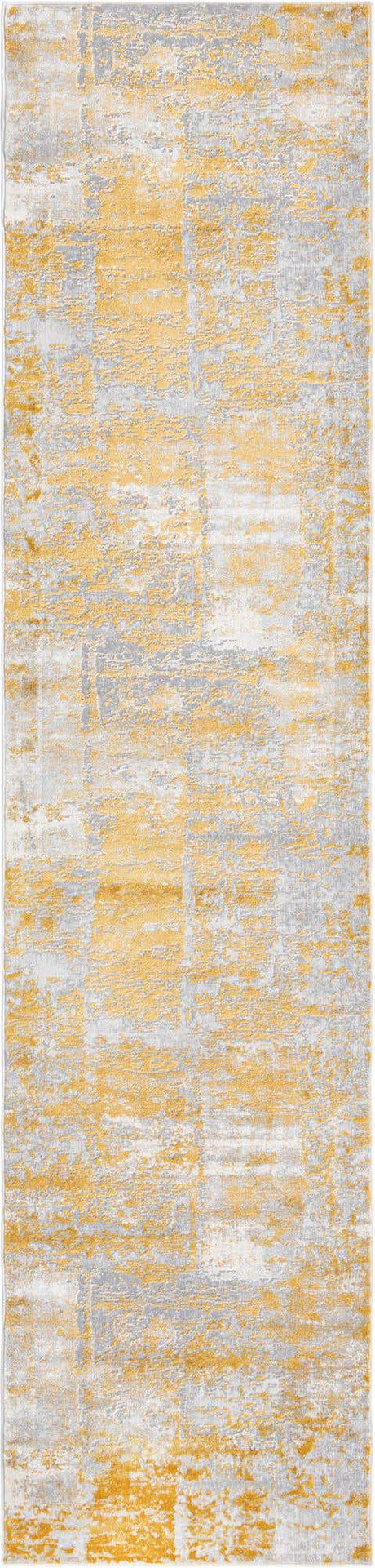 Yellow 2' 7 x 12' Finsbury Runner Area Rug 60% Polypropylene & 40% Polyester Contemporary Carpet for Living Rooms, Dining, Offices for Sale at Rug Engine