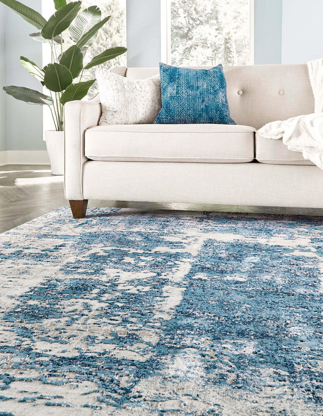 Blue 7' 10 x 7' 10 Finsbury Square Area Rug 60% Polypropylene & 40% Polyester Contemporary Carpet for Living Rooms, Dining, Offices for Sale at Rug Engine