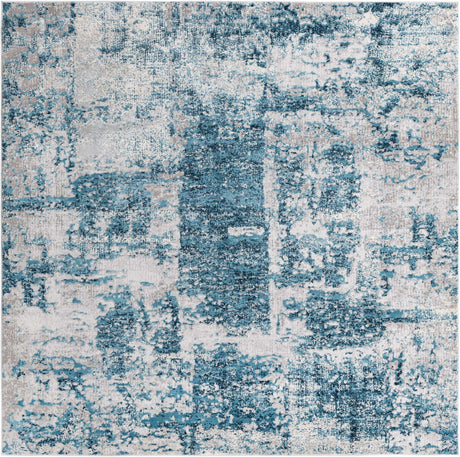 Blue 7' 10 x 7' 10 Finsbury Square Area Rug 60% Polypropylene & 40% Polyester Contemporary Carpet for Living Rooms, Dining, Offices for Sale at Rug Engine