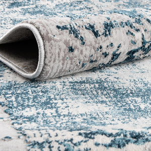 Blue 7' 10 x 10' Finsbury Oval Area Rug 60% Polypropylene & 40% Polyester Contemporary Carpet for Living Rooms, Dining, Offices for Sale at Rug Engine