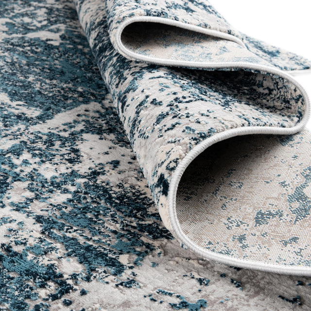 Blue 7' 10 x 10' Finsbury Oval Area Rug 60% Polypropylene & 40% Polyester Contemporary Carpet for Living Rooms, Dining, Offices for Sale at Rug Engine