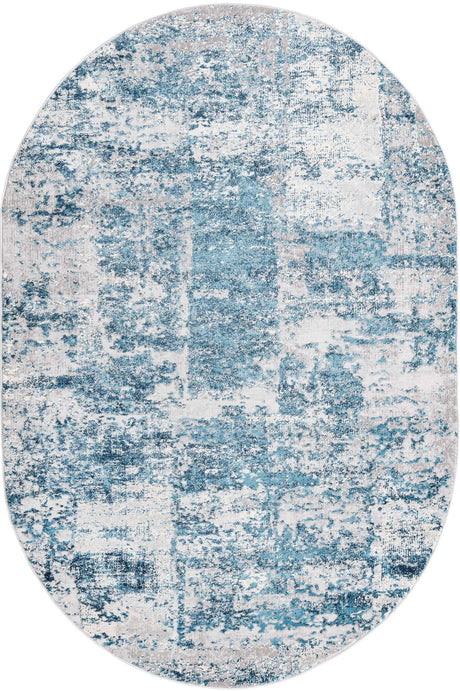 Blue 5' 3 x 8' Finsbury Oval Area Rug 60% Polypropylene & 40% Polyester Contemporary Carpet for Living Rooms, Dining, Offices for Sale at Rug Engine