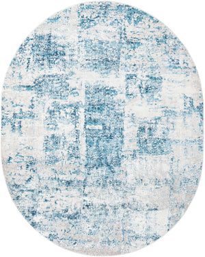 Blue 7' 10 x 10' Finsbury Oval Area Rug 60% Polypropylene & 40% Polyester Contemporary Carpet for Living Rooms, Dining, Offices for Sale at Rug Engine