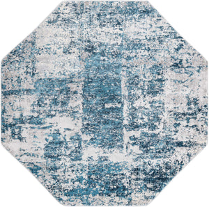 Blue 5' 3 x 5' 3 Finsbury Octagon Area Rug 60% Polypropylene & 40% Polyester Contemporary Carpet for Living Rooms, Dining, Offices for Sale at Rug Engine