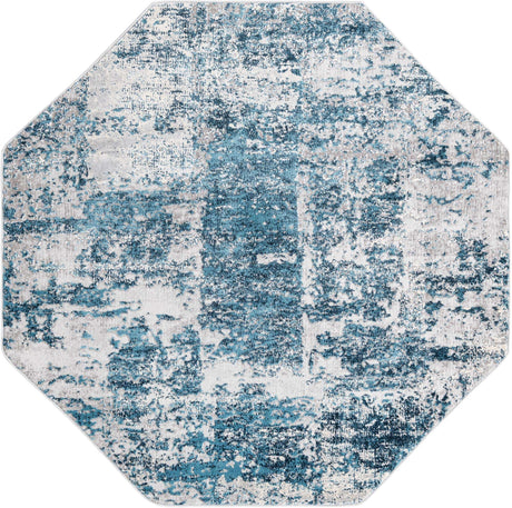 Blue 5' 3 x 5' 3 Finsbury Octagon Area Rug 60% Polypropylene & 40% Polyester Contemporary Carpet for Living Rooms, Dining, Offices for Sale at Rug Engine