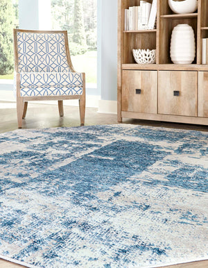 Blue 5' 3 x 5' 3 Finsbury Octagon Area Rug 60% Polypropylene & 40% Polyester Contemporary Carpet for Living Rooms, Dining, Offices for Sale at Rug Engine