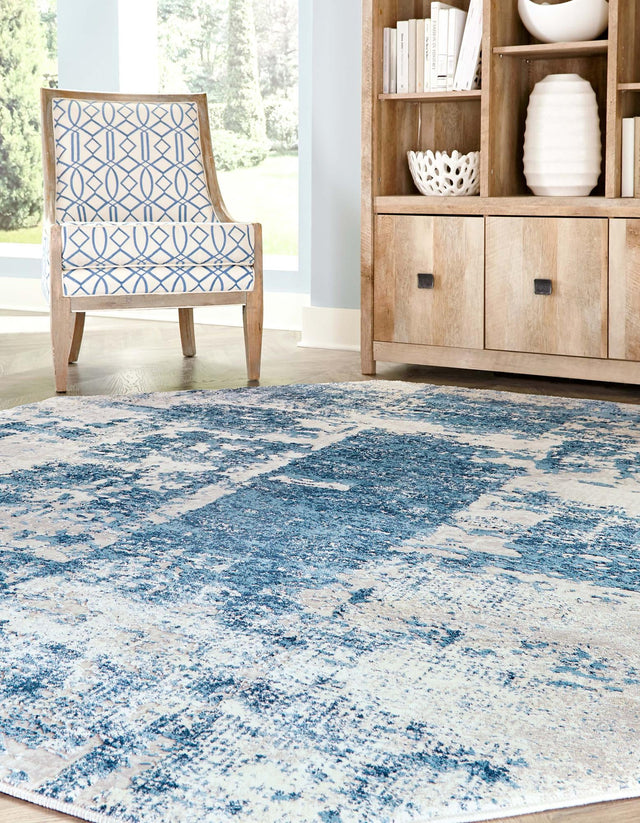 Blue 5' 3 x 5' 3 Finsbury Octagon Area Rug 60% Polypropylene & 40% Polyester Contemporary Carpet for Living Rooms, Dining, Offices for Sale at Rug Engine