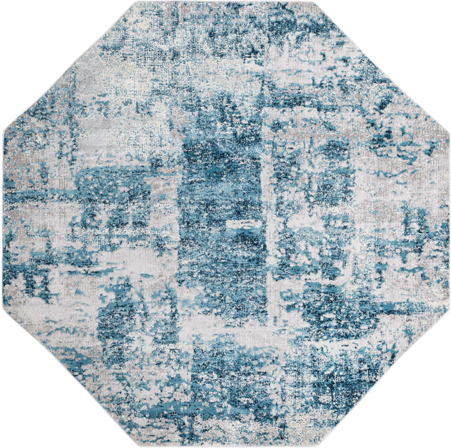Blue 7' 10 x 7' 10 Finsbury Octagon Area Rug 60% Polypropylene & 40% Polyester Contemporary Carpet for Living Rooms, Dining, Offices for Sale at Rug Engine