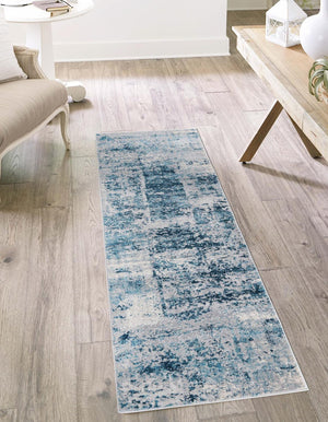 Blue 2' x 8' Finsbury Runner Area Rug 60% Polypropylene & 40% Polyester Contemporary Carpet for Living Rooms, Dining, Offices for Sale at Rug Engine