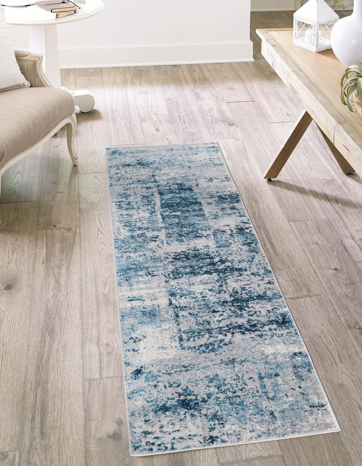 Blue 2' x 9' 10 Finsbury Runner Area Rug 60% Polypropylene & 40% Polyester Contemporary Carpet for Living Rooms, Dining, Offices for Sale at Rug Engine