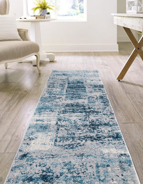 Blue 2' x 8' Finsbury Runner Area Rug 60% Polypropylene & 40% Polyester Contemporary Carpet for Living Rooms, Dining, Offices for Sale at Rug Engine