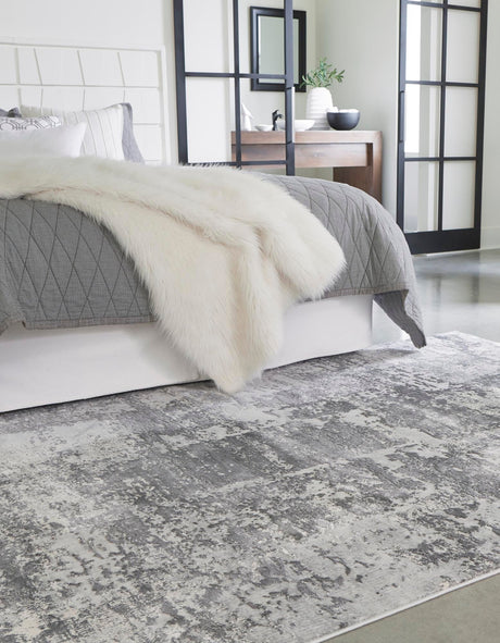 Gray 3' 3 x 5' 3 Finsbury Rectangle Area Rug 60% Polypropylene & 40% Polyester Contemporary Carpet for Living Rooms, Dining, Offices for Sale at Rug Engine