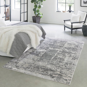 Gray 3' 3 x 5' 3 Finsbury Rectangle Area Rug 60% Polypropylene & 40% Polyester Contemporary Carpet for Living Rooms, Dining, Offices for Sale at Rug Engine