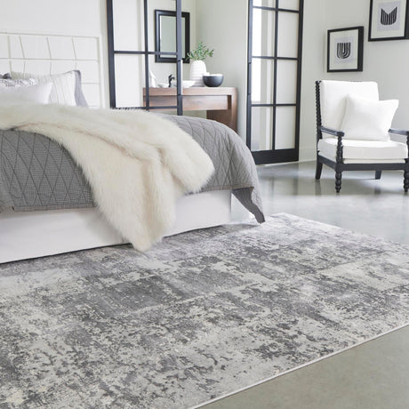 Gray 9' x 12' Finsbury Rectangle Area Rug 60% Polypropylene & 40% Polyester Contemporary Carpet for Living Rooms, Dining, Offices for Sale at Rug Engine