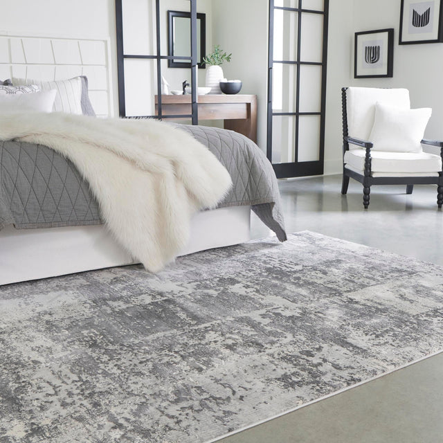 Gray 4' x 6' Finsbury Rectangle Area Rug 60% Polypropylene & 40% Polyester Contemporary Carpet for Living Rooms, Dining, Offices for Sale at Rug Engine