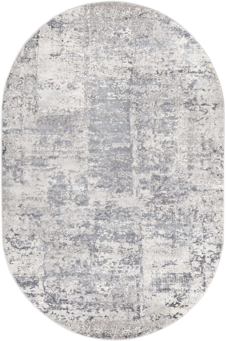 Gray 5' 3 x 8' Finsbury Oval Area Rug 60% Polypropylene & 40% Polyester Contemporary Carpet for Living Rooms, Dining, Offices for Sale at Rug Engine