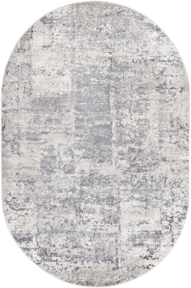 Gray 5' 3 x 8' Finsbury Oval Area Rug 60% Polypropylene & 40% Polyester Contemporary Carpet for Living Rooms, Dining, Offices for Sale at Rug Engine