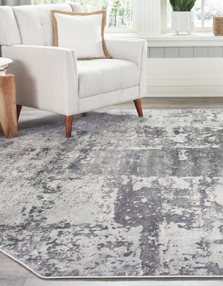 Gray 7' 10 x 7' 10 Finsbury Octagon Area Rug 60% Polypropylene & 40% Polyester Contemporary Carpet for Living Rooms, Dining, Offices for Sale at Rug Engine