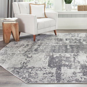 Gray 5' 3 x 5' 3 Finsbury Octagon Area Rug 60% Polypropylene & 40% Polyester Contemporary Carpet for Living Rooms, Dining, Offices for Sale at Rug Engine