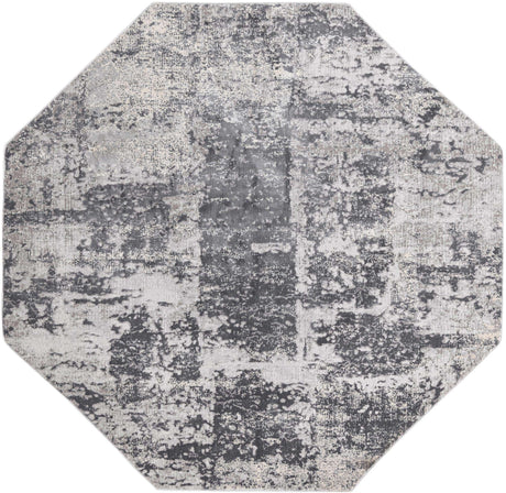 Gray 7' 10 x 7' 10 Finsbury Octagon Area Rug 60% Polypropylene & 40% Polyester Contemporary Carpet for Living Rooms, Dining, Offices for Sale at Rug Engine