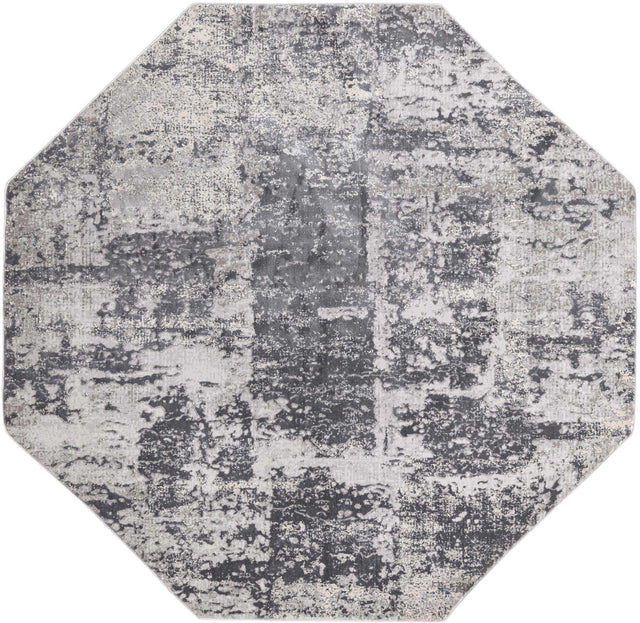 Gray 7' 10 x 7' 10 Finsbury Octagon Area Rug 60% Polypropylene & 40% Polyester Contemporary Carpet for Living Rooms, Dining, Offices for Sale at Rug Engine