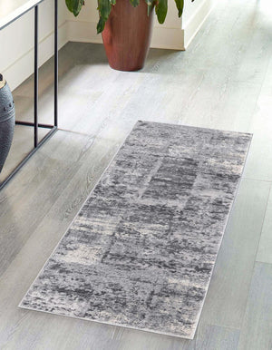 Gray 2' x 9' 10 Finsbury Runner Area Rug 60% Polypropylene & 40% Polyester Contemporary Carpet for Living Rooms, Dining, Offices for Sale at Rug Engine
