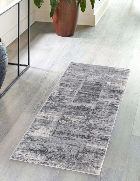 Gray 2' 7 x 12' Finsbury Runner Area Rug 60% Polypropylene & 40% Polyester Contemporary Carpet for Living Rooms, Dining, Offices for Sale at Rug Engine