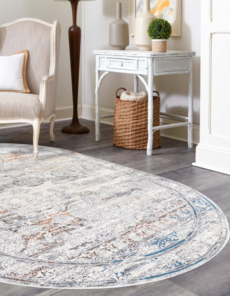 Multicolor 7' 10 x 10' Finsbury Oval Area Rug 60% Polypropylene & 40% Polyester Contemporary Carpet for Living Rooms, Dining, Offices for Sale at Rug Engine