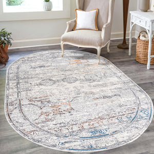 Multicolor 7' 10 x 10' Finsbury Oval Area Rug 60% Polypropylene & 40% Polyester Contemporary Carpet for Living Rooms, Dining, Offices for Sale at Rug Engine