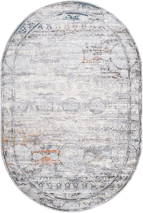 Multicolor 5' 3 x 8' Finsbury Oval Area Rug 60% Polypropylene & 40% Polyester Contemporary Carpet for Living Rooms, Dining, Offices for Sale at Rug Engine