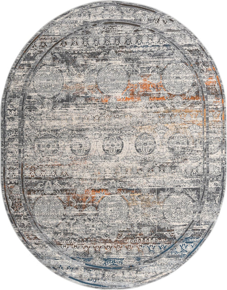 Multicolor 7' 10 x 10' Finsbury Oval Area Rug 60% Polypropylene & 40% Polyester Contemporary Carpet for Living Rooms, Dining, Offices for Sale at Rug Engine