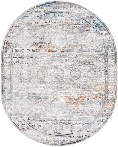 Multicolor 7' 10 x 10' Finsbury Oval Area Rug 60% Polypropylene & 40% Polyester Contemporary Carpet for Living Rooms, Dining, Offices for Sale at Rug Engine