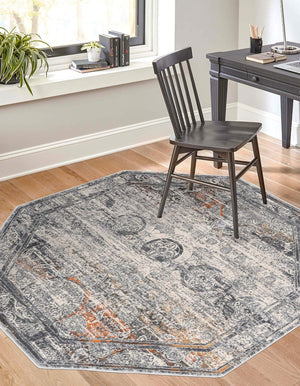 Multicolor 7' 10 x 7' 10 Finsbury Octagon Area Rug 60% Polypropylene & 40% Polyester Contemporary Carpet for Living Rooms, Dining, Offices for Sale at Rug Engine