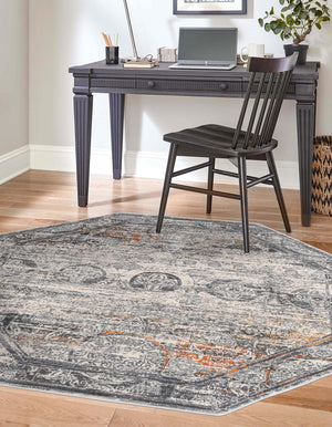 Multicolor 5' 3 x 5' 3 Finsbury Octagon Area Rug 60% Polypropylene & 40% Polyester Contemporary Carpet for Living Rooms, Dining, Offices for Sale at Rug Engine