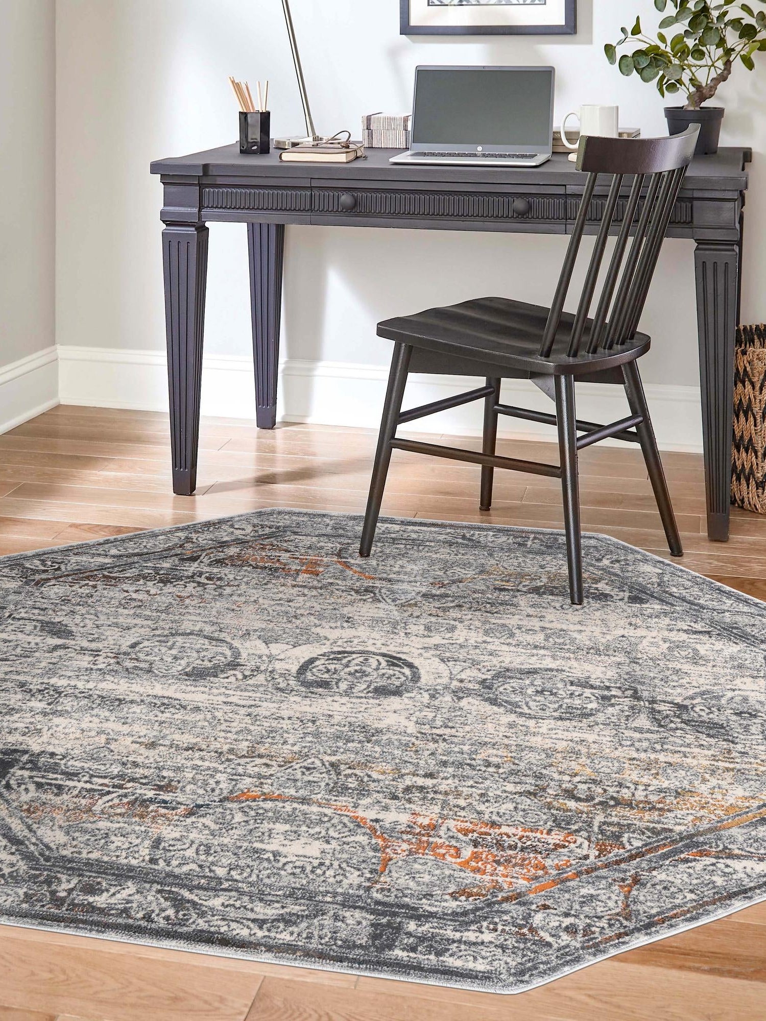 Multicolor 7' 10 x 7' 10 Finsbury Octagon Area Rug 60% Polypropylene & 40% Polyester Contemporary Carpet for Living Rooms, Dining, Offices for Sale at Rug Engine