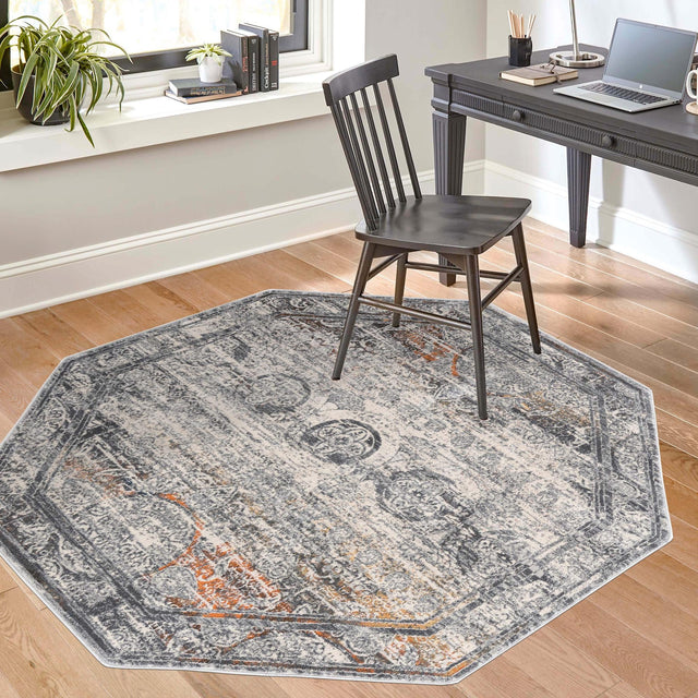 Multicolor 5' 3 x 5' 3 Finsbury Octagon Area Rug 60% Polypropylene & 40% Polyester Contemporary Carpet for Living Rooms, Dining, Offices for Sale at Rug Engine