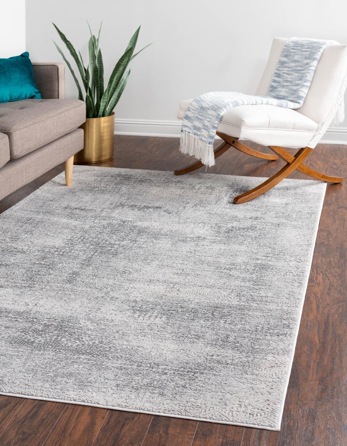Gray 4' x 6' Finsbury Rectangle Area Rug 60% Polypropylene & 40% Polyester Contemporary Carpet for Living Rooms, Dining, Offices for Sale at Rug Engine
